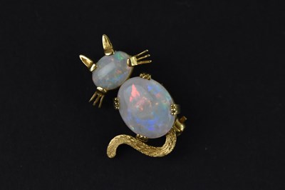 Lot 1276 - An 18ct yellow gold mounted opal set novelty...
