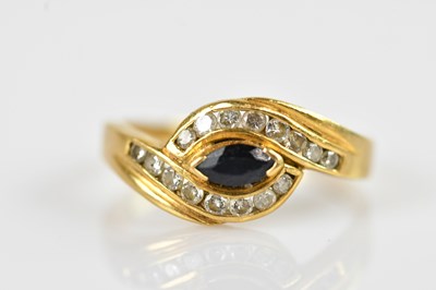 Lot 2545 - A yellow metal diamond and sapphire set dress...