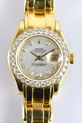 Lot 449 - ROLEX; a lady's 18ct yellow gold Oyster...