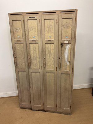Lot 918 - A set of four painted wooden lockers, height...