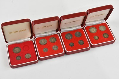 Lot 29 - MAUNDY MONEY; three silver coins sets, 1838,...