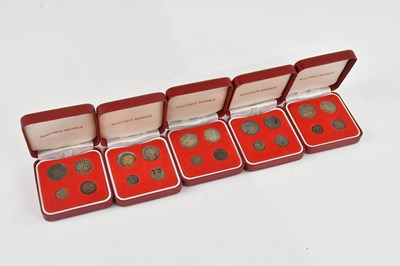 Lot 24 - MAUNDY MONEY; five silver coins sets...