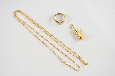 Lot 684 - A 9ct gold wishbone ring and a fine link 9ct...