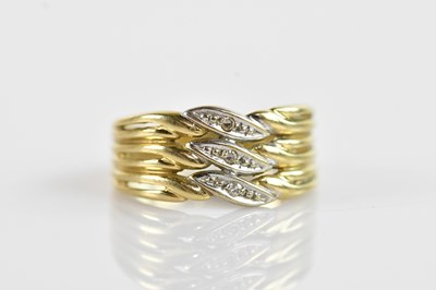 Lot 661 - A yellow metal diamond set ring, stamped ‘9ct’...