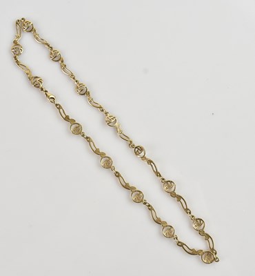 Lot 601 - A 9ct yellow gold ‘Rene Mackintosh’ necklace,...