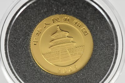 Lot 1036 - A Chinese 2005 ½ oz .999 gold coin, encapsulated.