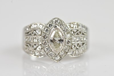 Lot 2288 - A white metal diamond set dress ring, the...