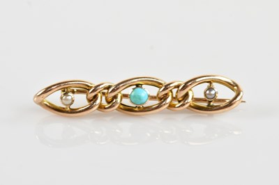 Lot 595 - A Victorian yellow metal, turquoise and seed...