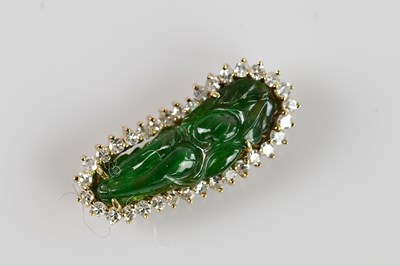 Lot 1266 - A yellow metal diamond set pendant brooch,...