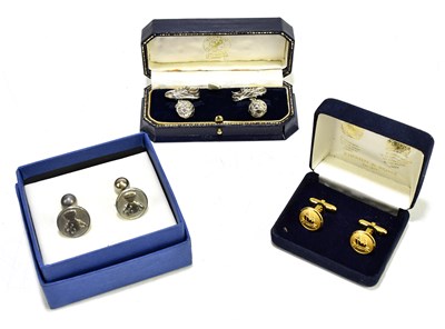 Lot 208 - Three pairs of cufflinks, including pair of...