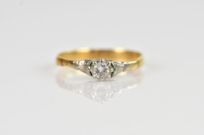 Lot 2447 - A yellow metal illusion set solitaire ring,...