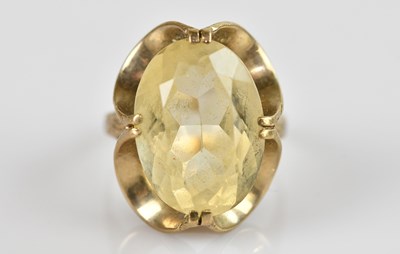 Lot 2499 - A 9ct yellow gold citrine set ring, size O,...