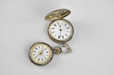 Lot 434 - A .935 grade silver full hunter fob watch, the...