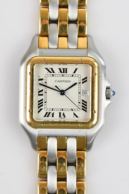 Lot 471 - CARTIER; a lady's Panthère bimetal wristwatch,...