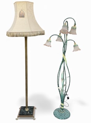 Lot 159 - An early 20th century brass standard lamp in...