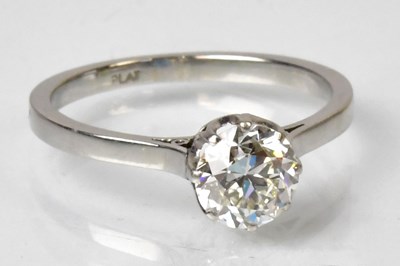 Lot 1126A - A platinum solitaire ring, the Old European...
