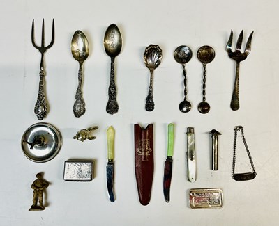 Lot 597 - A group of small silver, silver plate and...