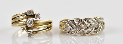 Lot 2510 - Two 9ct yellow gold diamond set dress rings...