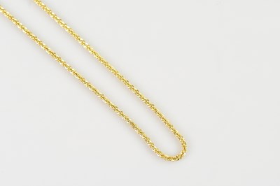 Lot 2127 - A yellow metal fancy link necklace, stamped...