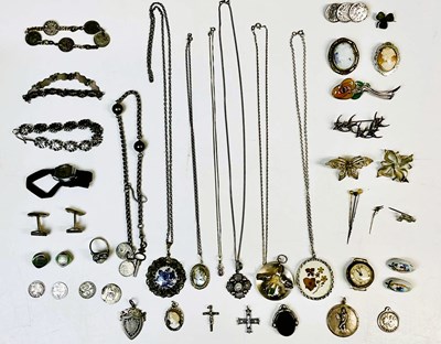 Lot 793 - A group of costume jewellery including silver...