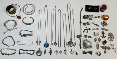Lot 765 - A group of costume jewellery including silver...