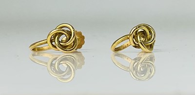 Lot 762 - A pair of 14ct gold screw-back knot earrings,...