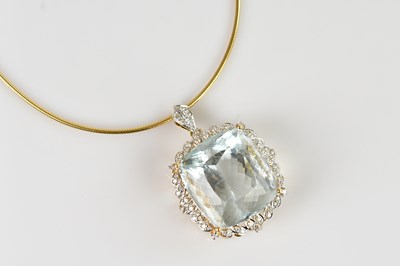 Lot 2006 - An 18ct yellow gold pendant set with cushion...