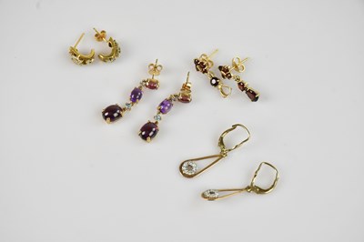 Lot 1439 - A pair of 9ct yellow gold diamond set half...