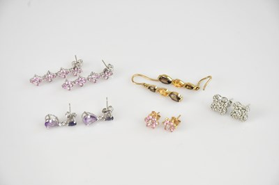 Lot 1416 - Five pairs of 9ct gold and yellow and white...