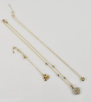 Lot 2212 - A yellow metal diamond set openwork pendant...