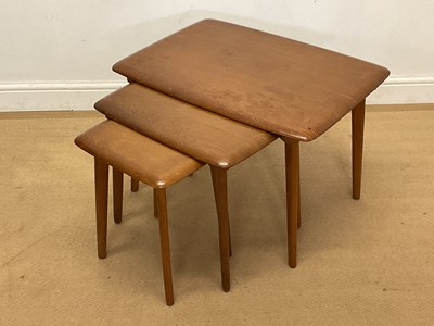 Lot 939 - PRIORY FURNITURE; an oak nest of tables,...