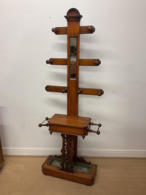 Lot 957 - A 19th century inlaid mahogany hall stand with...