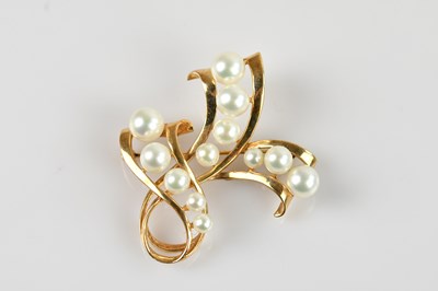 Lot 1293 - MIKIMOTO; a Chinese yellow metal pearl set...