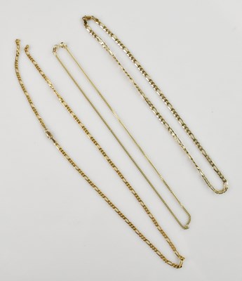 Lot 2168 - A 9ct yellow gold flat-link necklace, length...