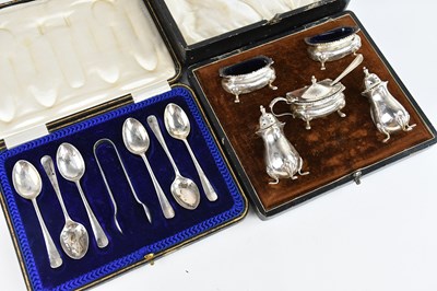 Lot 254 - WALKER & HALL; a George V hallmarked silver...