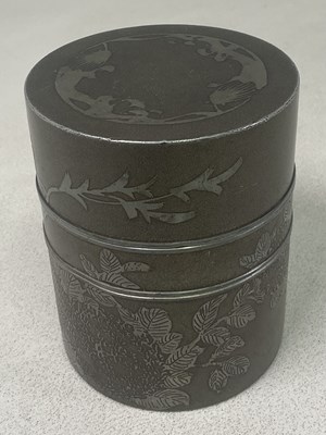 Lot 409 - An unusual Chinese cylindrical tea canister...