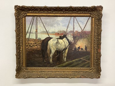 Lot 525 - UNATTRIBUTED: oil on canvas, two draught...