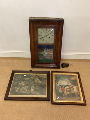 Lot 831 - An American picture wall clock, together with...