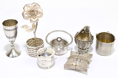 Lot 2509 - A collection of Continental silver and white...