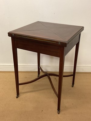 Lot 903 - An Edwardian inlaid mahogany envelope card...