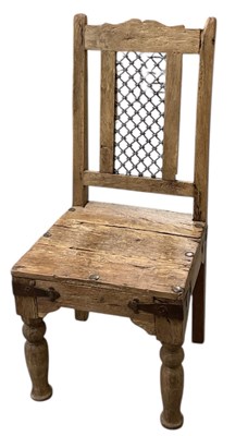 Lot 113 - A hand crafted side chair, with studded and...