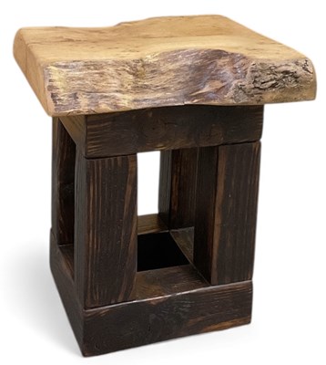 Lot 76 - A modern hand crafted reclaimed stool, the top...