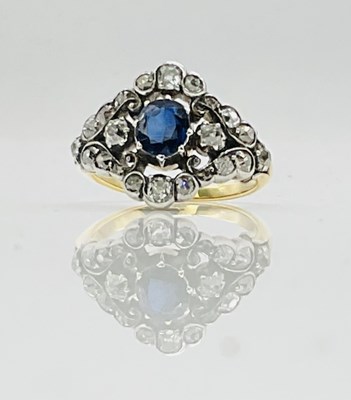 Lot 643 - A Victorian yellow and white metal sapphire...