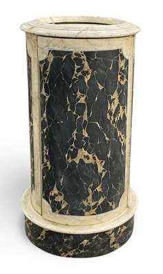 Lot 13 - A 19th century marble effect painted cylinder...