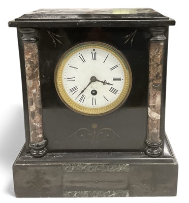 Lot 183 - A French 19th century slate mantel clock, with...