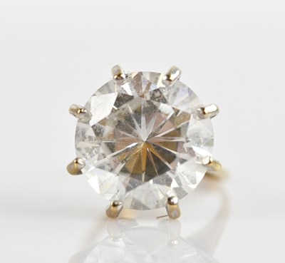 Lot 656 - A 9ct yellow gold dress ring with large glass...