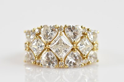 Lot 634 - A 14ct yellow gold QVC dress ring, stamped...