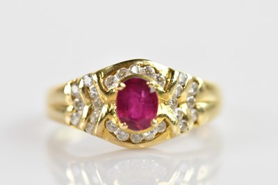 Lot 678 - A 9ct yellow gold dress ring set with...