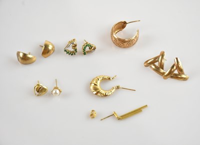 Lot 623 - A collection of earrings including 9ct gold...