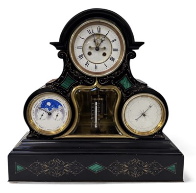 Lot 174 - A Victorian black slate perpetual calendar...